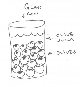 glass of olives