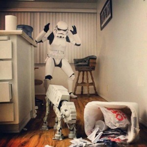 There are no storm troopers in Coma however someone will throw out this costume rather than putting it on Craigslist.